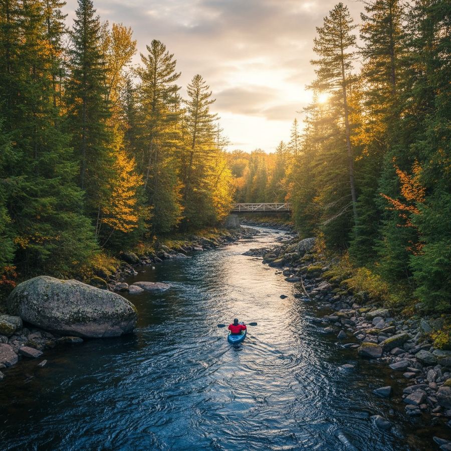 The Petawawa River flowing through forested landscape near Petawawa