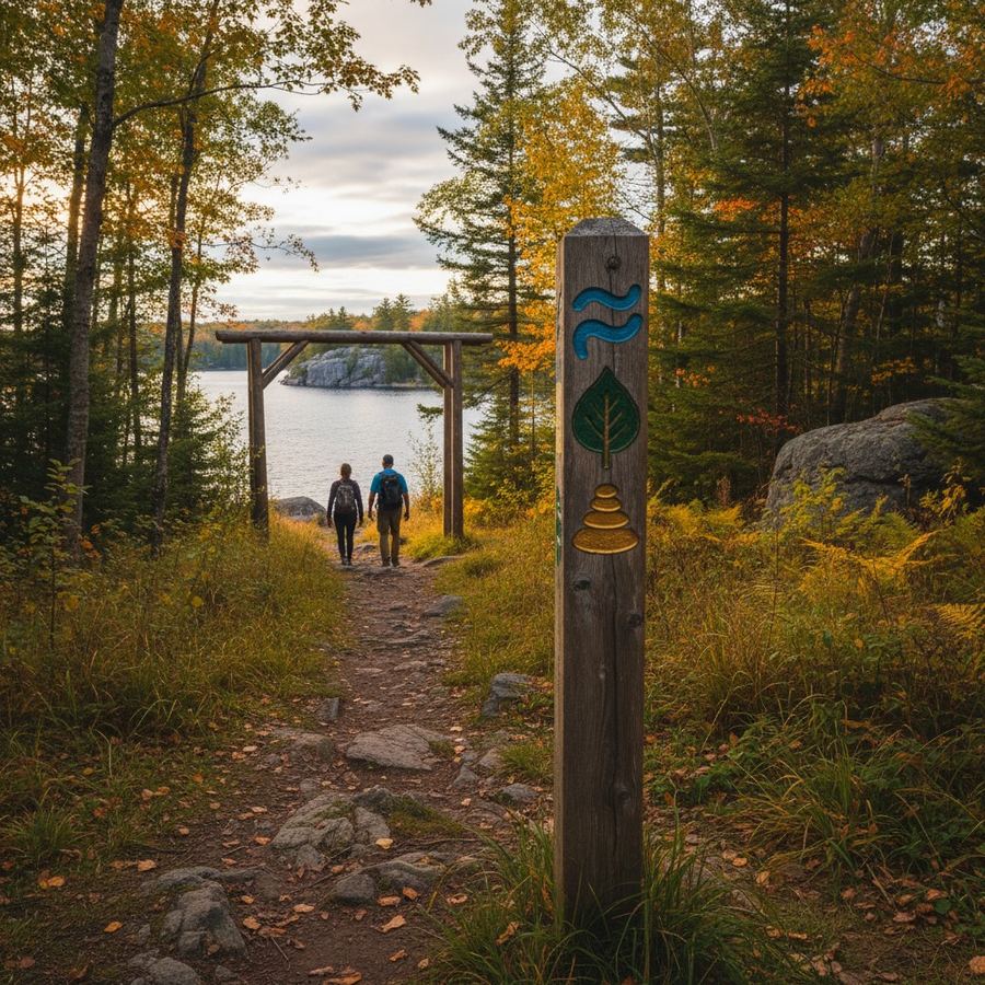 Trail marker sign at a Southern Ontario provincial park trailhead